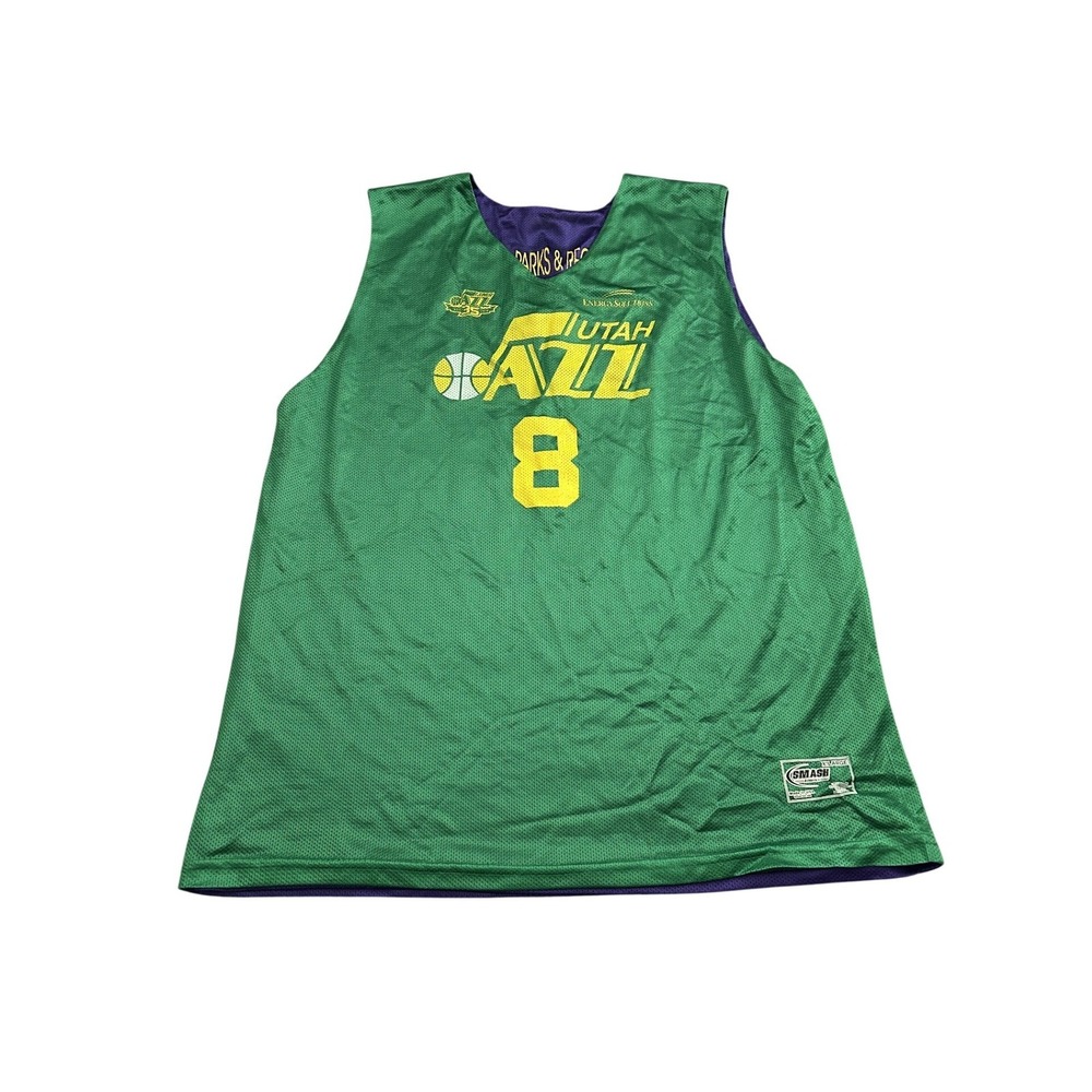 Smash Athletics Utah Jazz Basketball Jersey Men XL Green Reversible Excellent #8